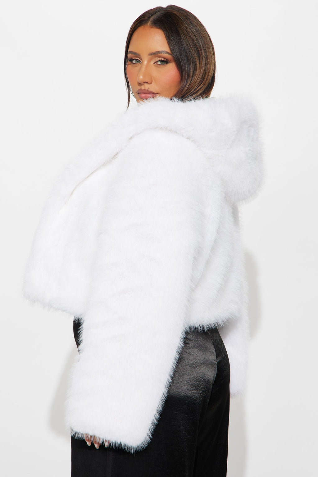 Soft Love Faux Fur Cropped Coat - White
