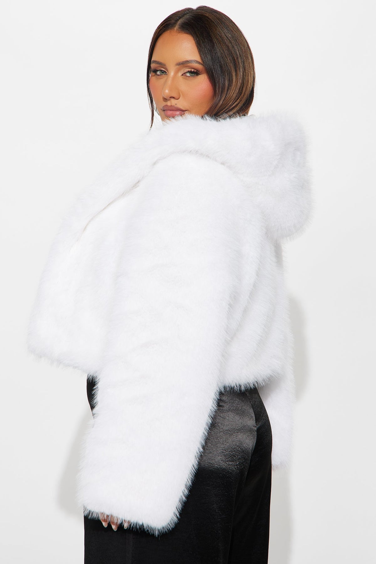 Soft Love Faux Fur Cropped Coat - White