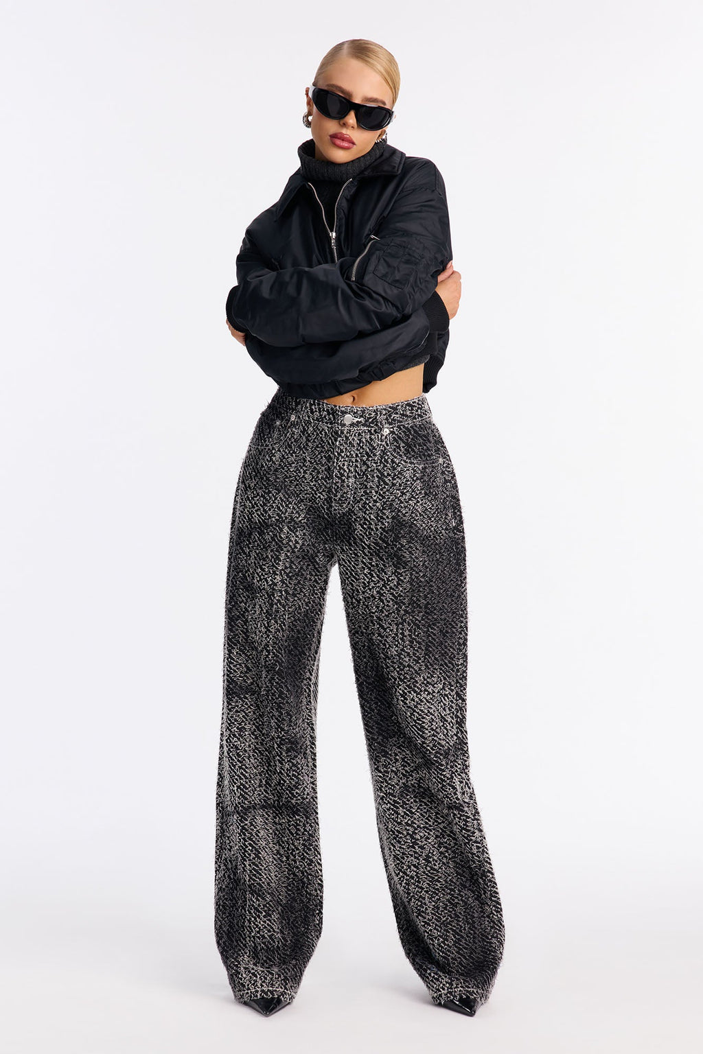 Valencia Jacquard Straight Leg Jeans - Black