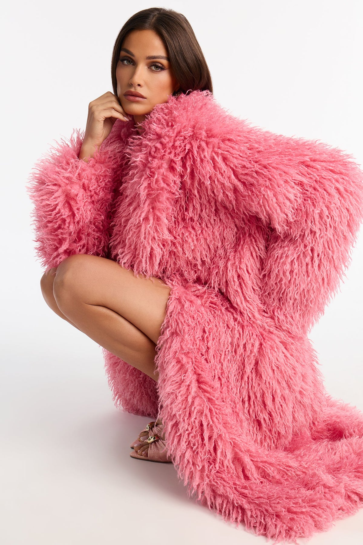 Feelin' Extra Faux Fur Coat - Pink