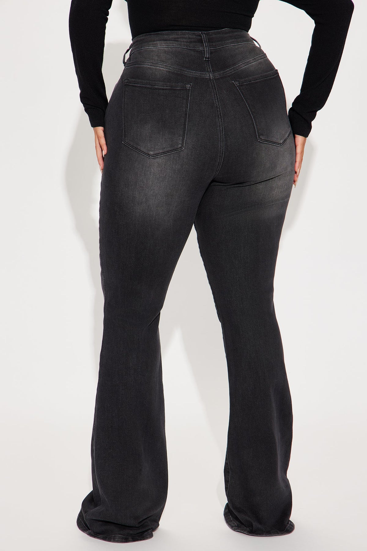 Tall Instant BBL Padded Stretch Sculpting Flare Jeans - Black Wash