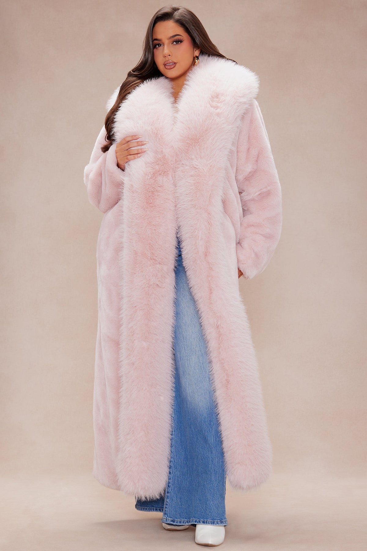 Dakota Maxi Fur Coat - Pink