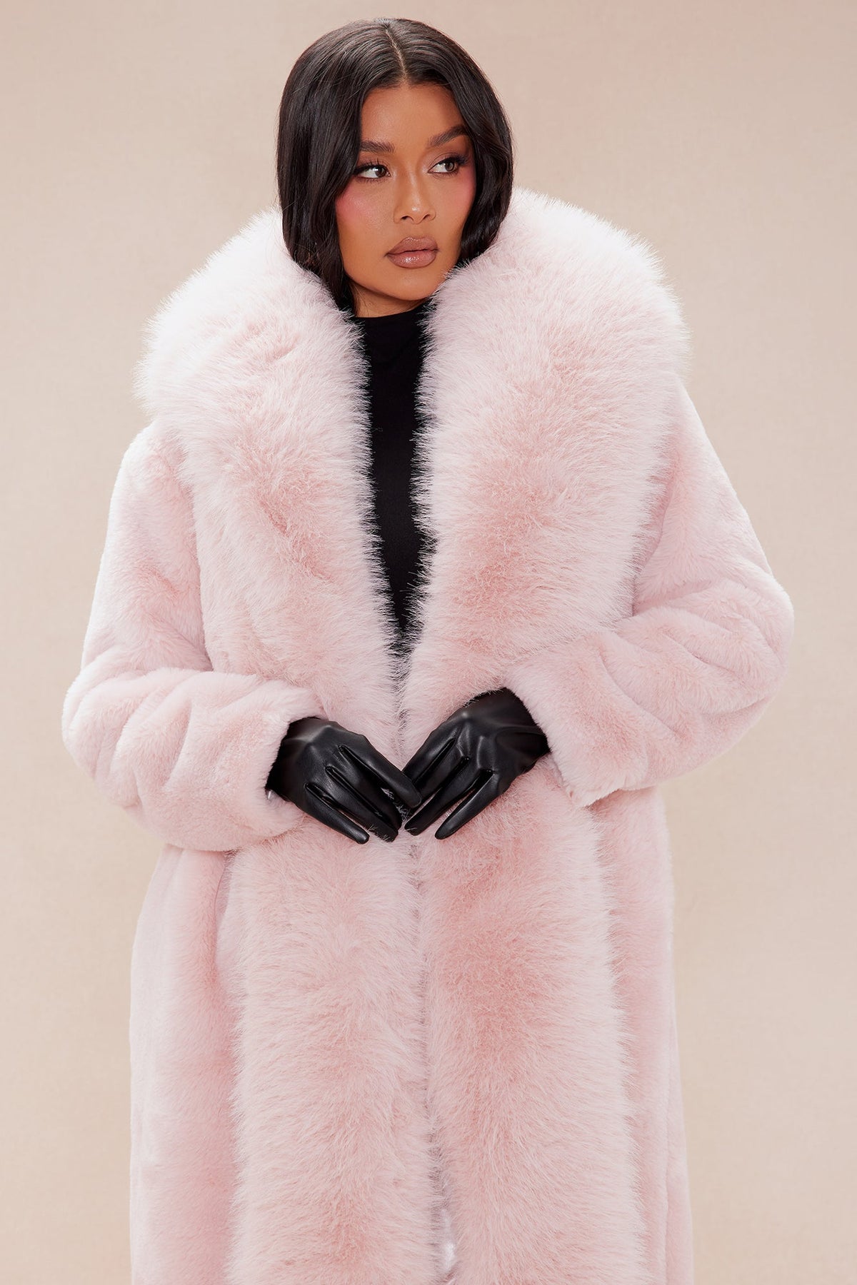 Dakota Maxi Fur Coat - Pink