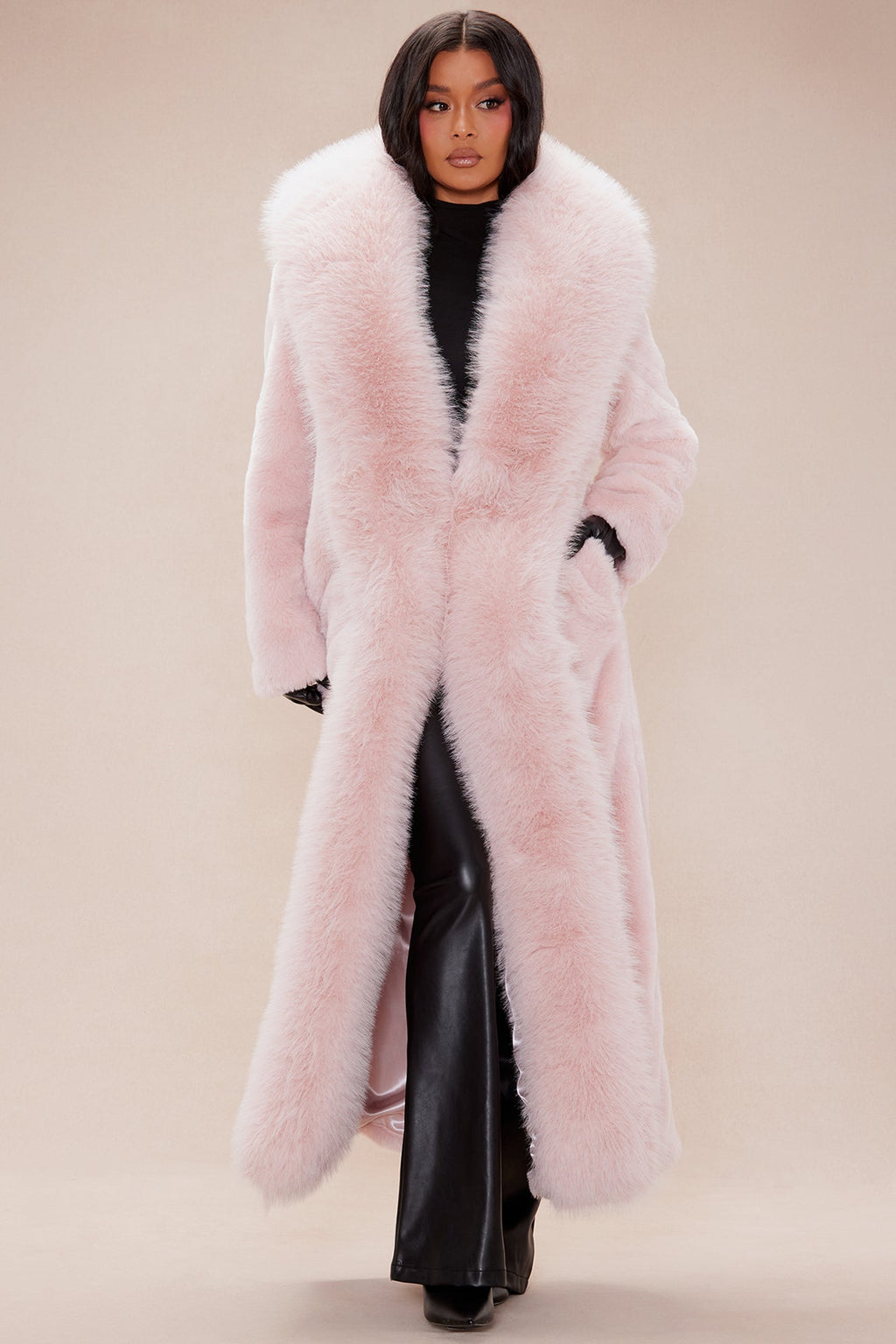 Dakota Maxi Fur Coat - Pink