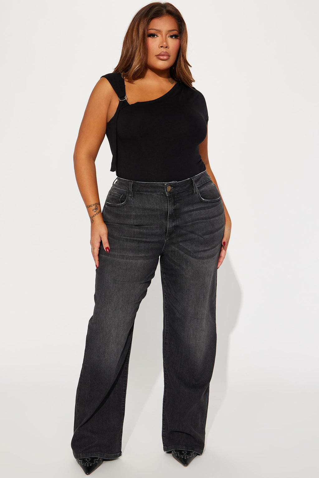 Bellissima Basic Stretch Straight Leg Jeans - Black Wash