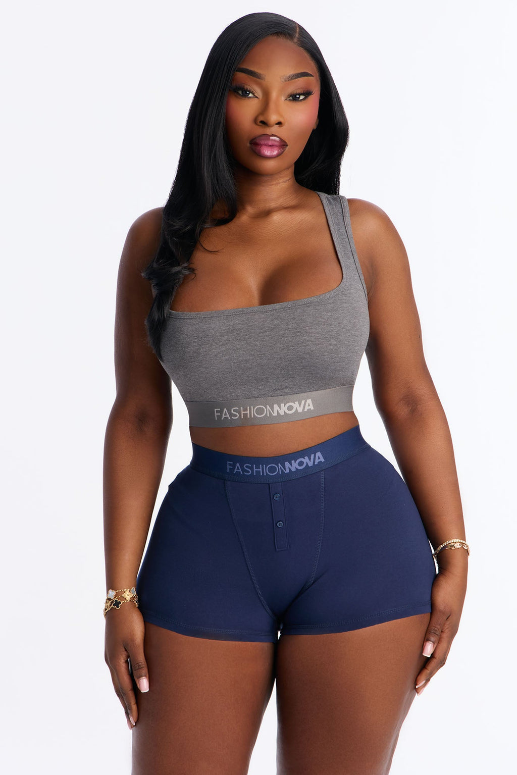 FN Mood Scoop Neck Racerback Cotton Bra - Charcoal