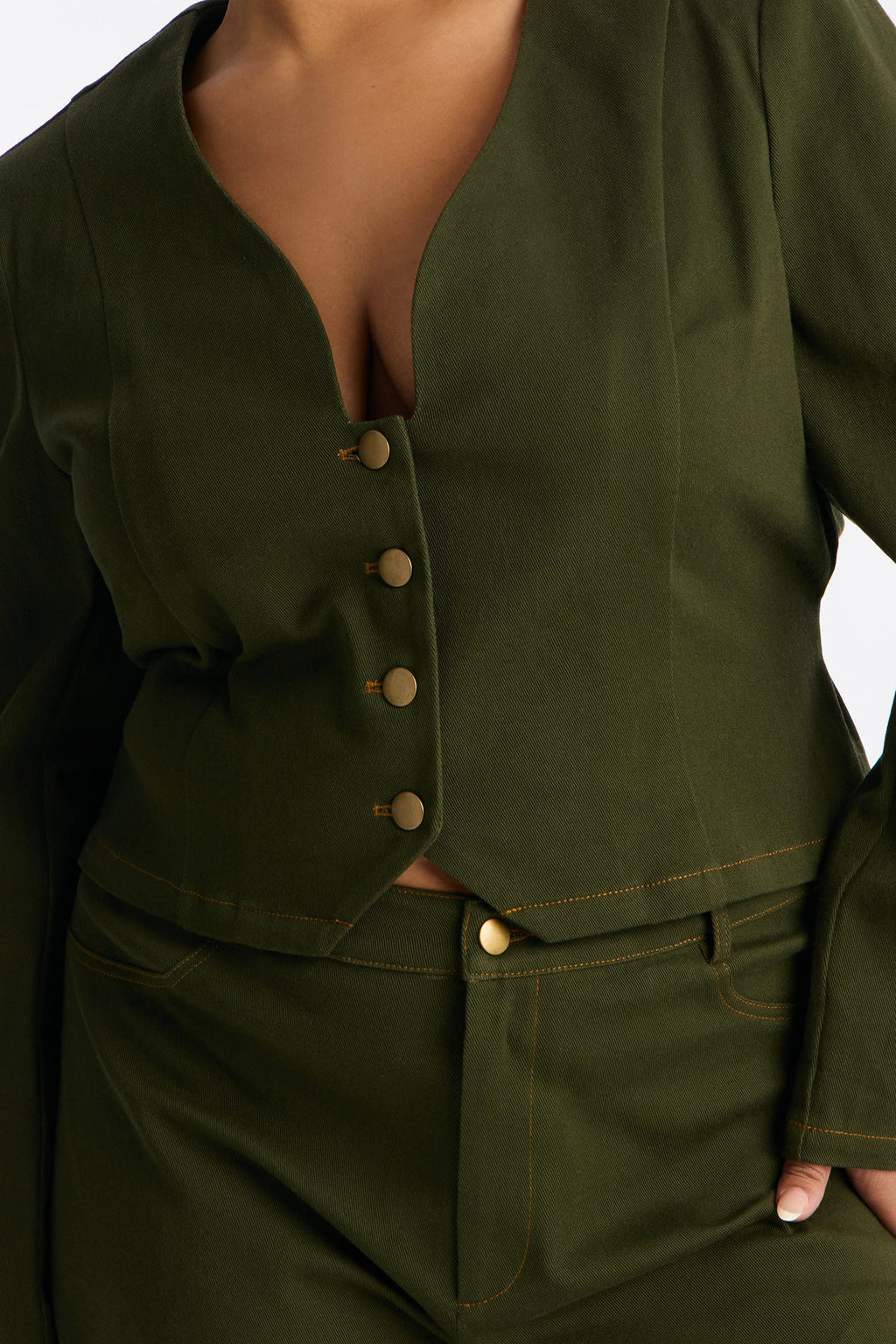 Cecilly Twill Barrel Pant Set - Green