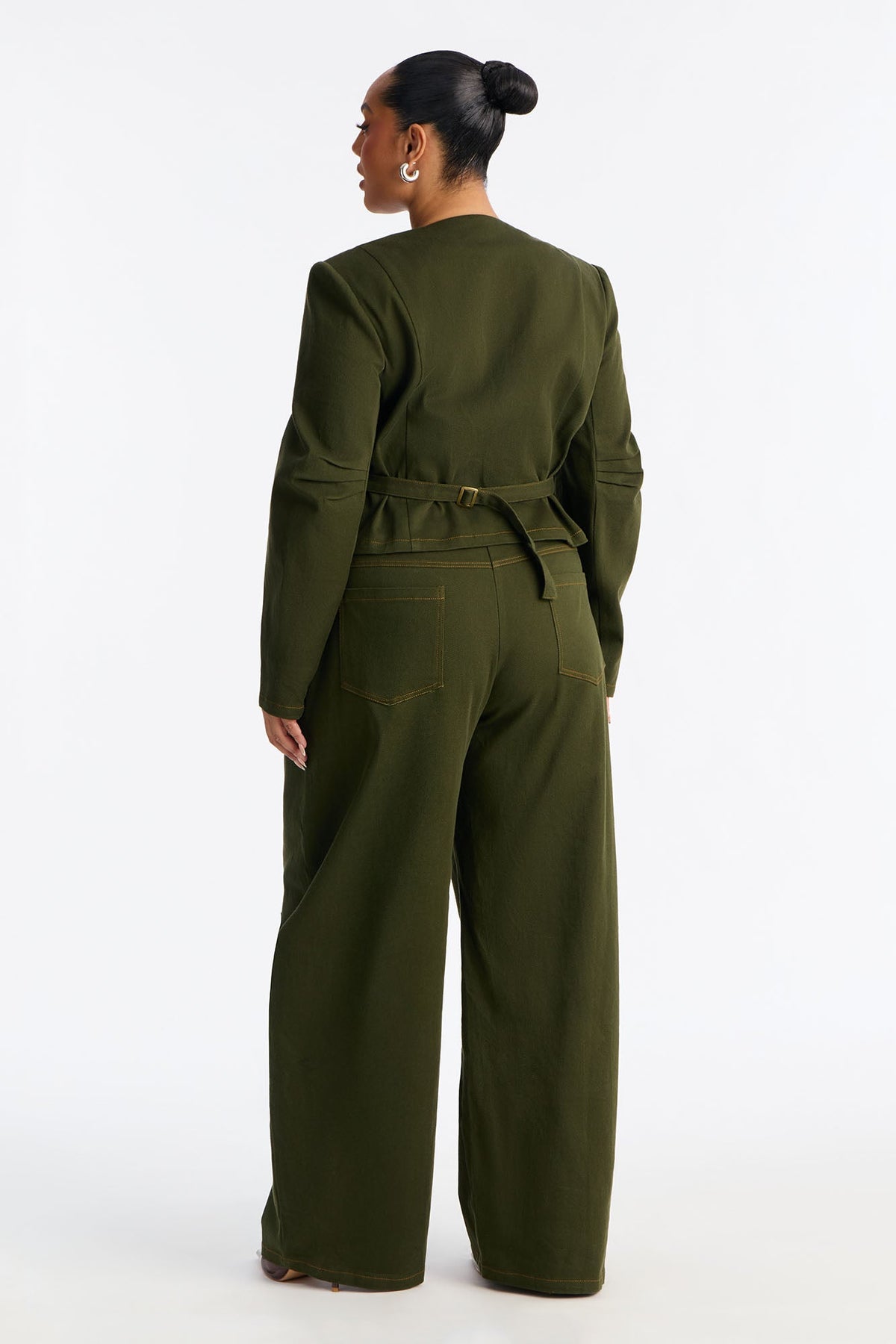 Cecilly Twill Barrel Pant Set - Green