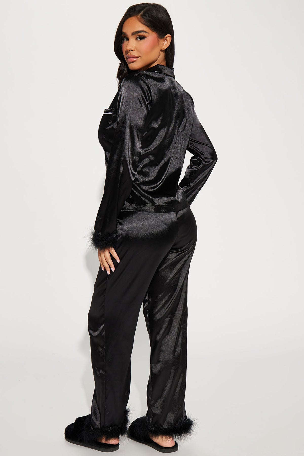 Sweet Dreams Satin PJ Pant Set - Black