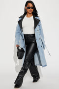 Downtown Living Trench Coat - Light Wash