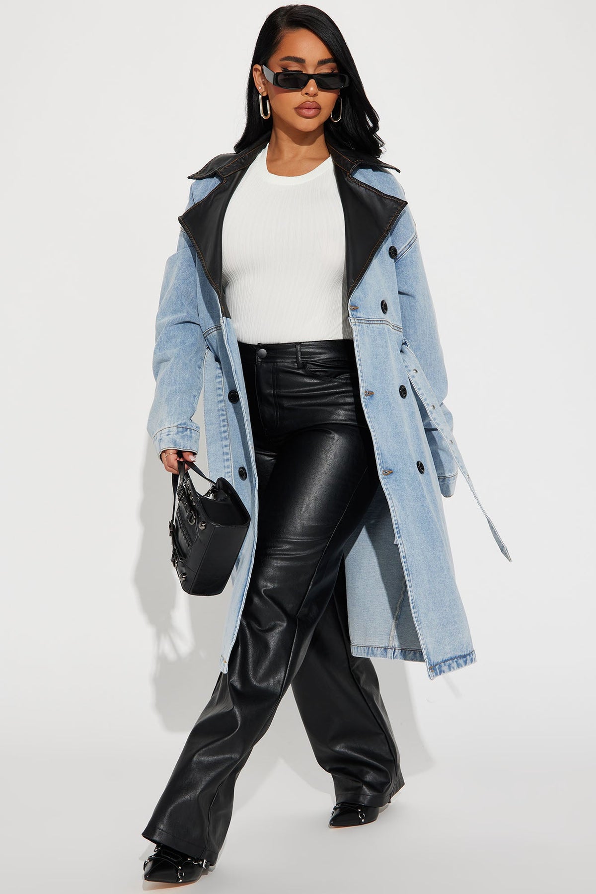Downtown Living Trench Coat - Light Wash