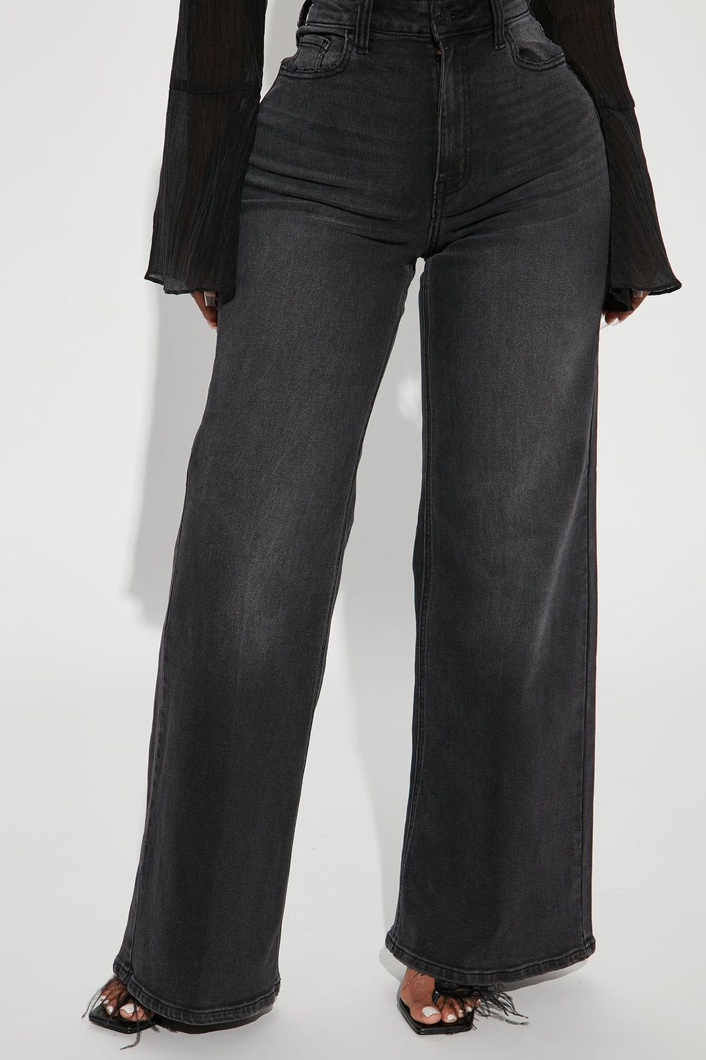 Time Well Spent Stretch Wide Leg Jeans - Black Wash