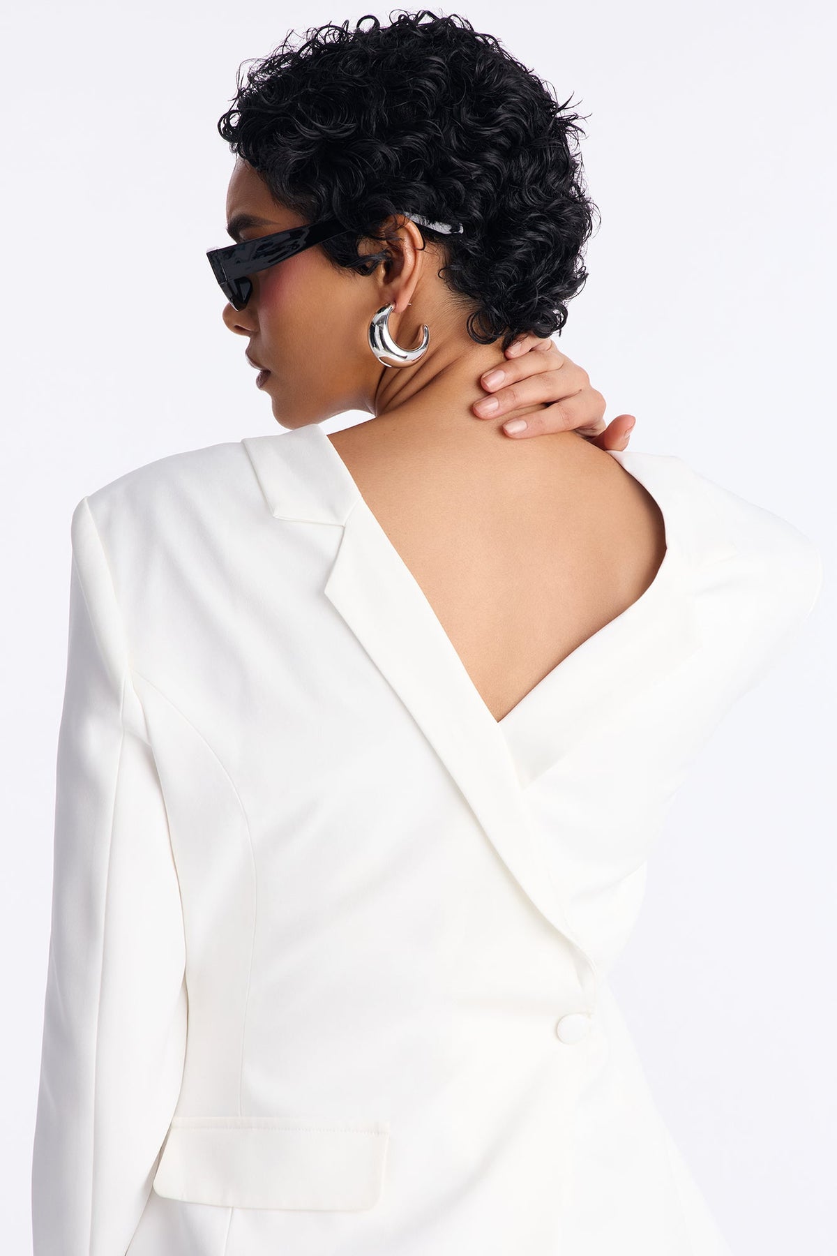 Audrey Colorblock Lapel Blazer - Ivory/combo