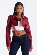Pop It Crop It Faux Leather Jacket - Red