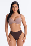 Let Me Live Lace Trim Thong Panty - Chocolate