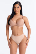 Let Me Live Lace Trim Thong Panty - Nude