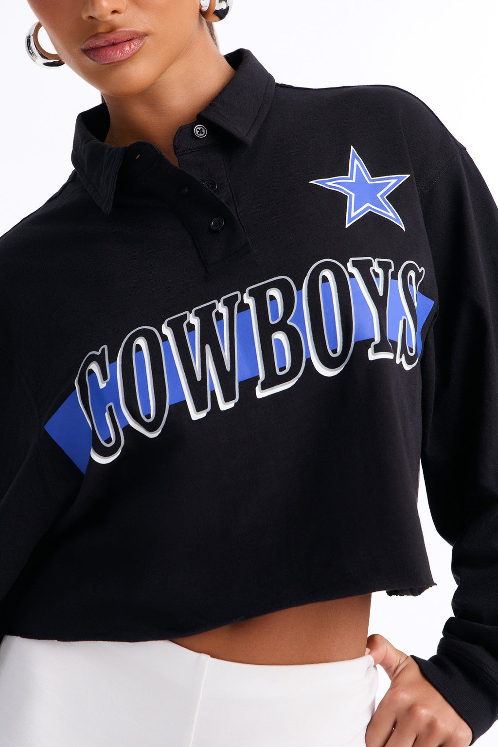 NFL Dallas Cowboys Cropped Polo - Black