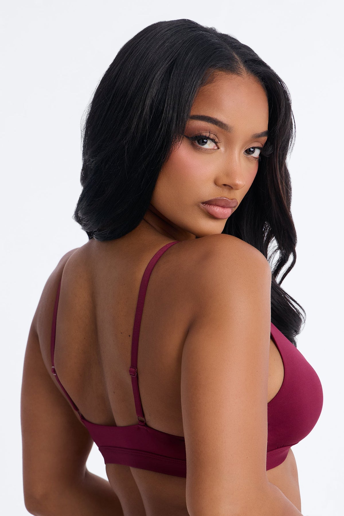 Light As A Feather Microfiber Triangle Bralette - Wine