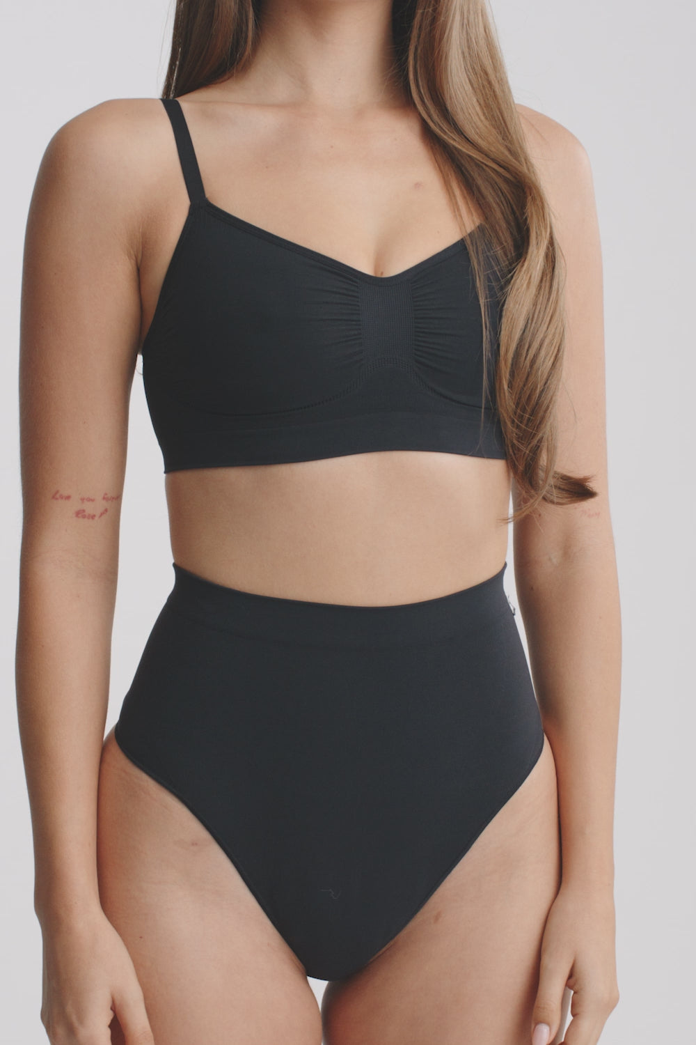 Nova Sculpt Seamless Strong Compression Mid Waist Thong - Black