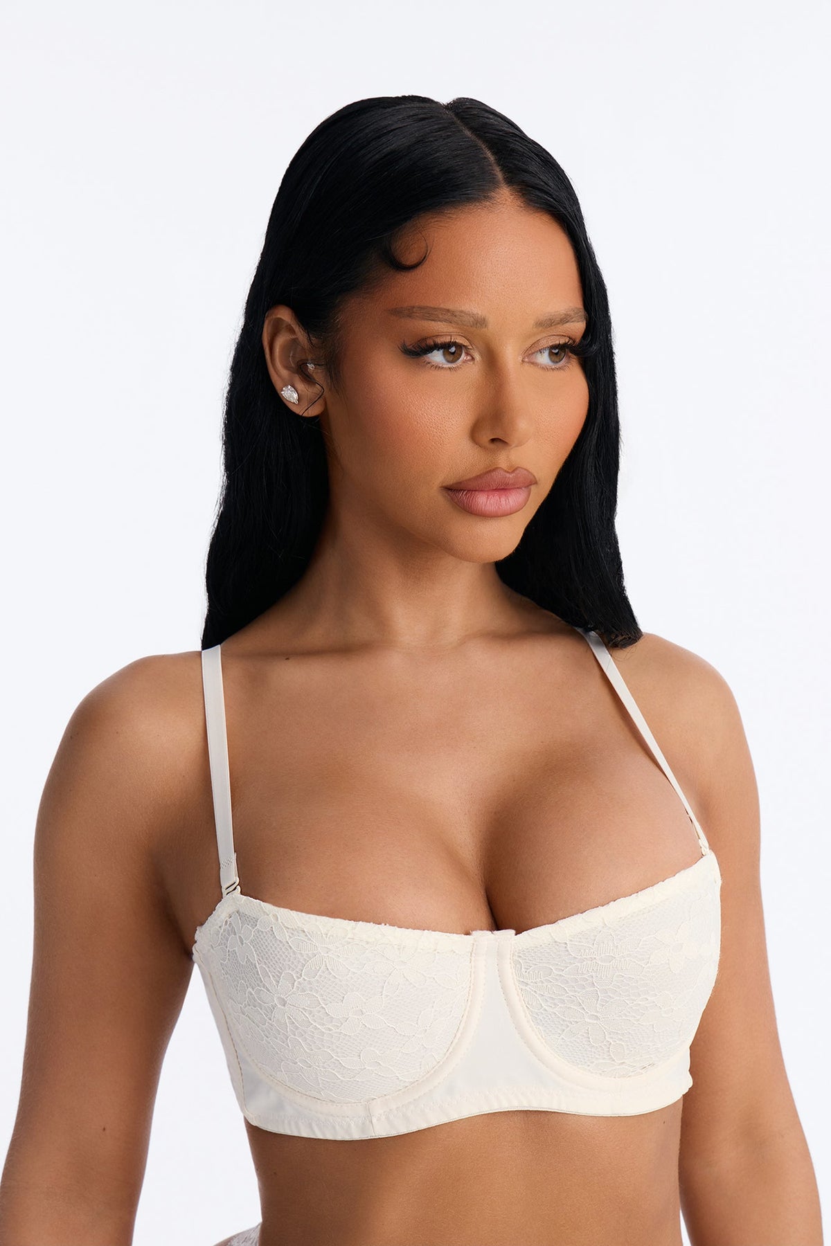 Lace Overlay Unlined Strapless Convertible Comfort Bra - Off White