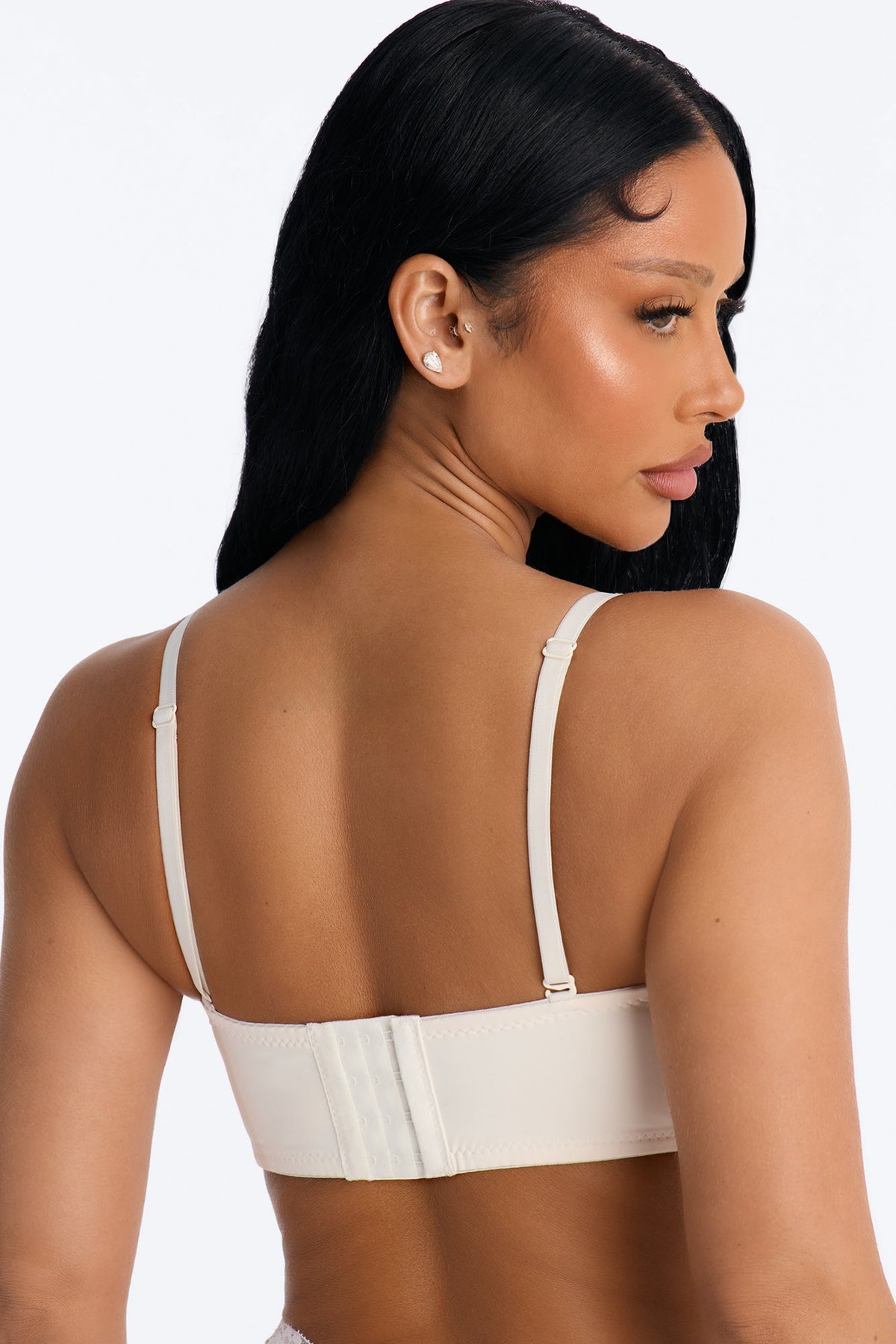 Lace Overlay Unlined Strapless Convertible Comfort Bra - Off White