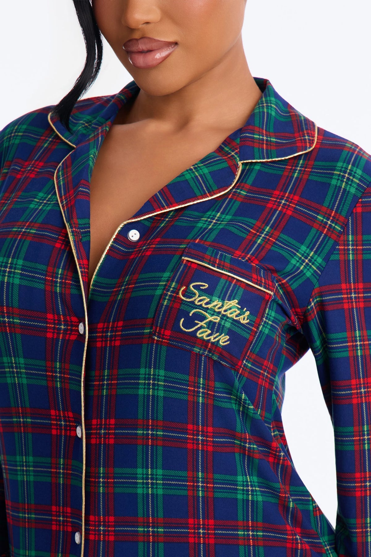 Stay In Bed Checkered PJ Sleep Shirt - Blue/combo