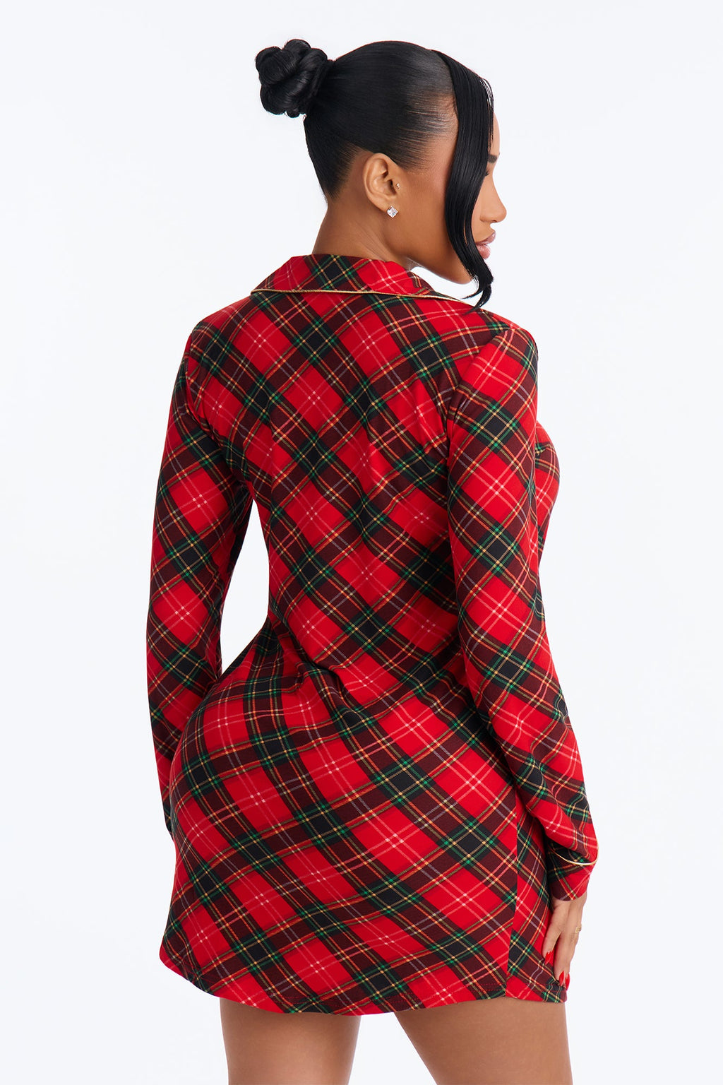 Hot Cocoa Night Plaid PJ Button Up Shirt - Red/combo