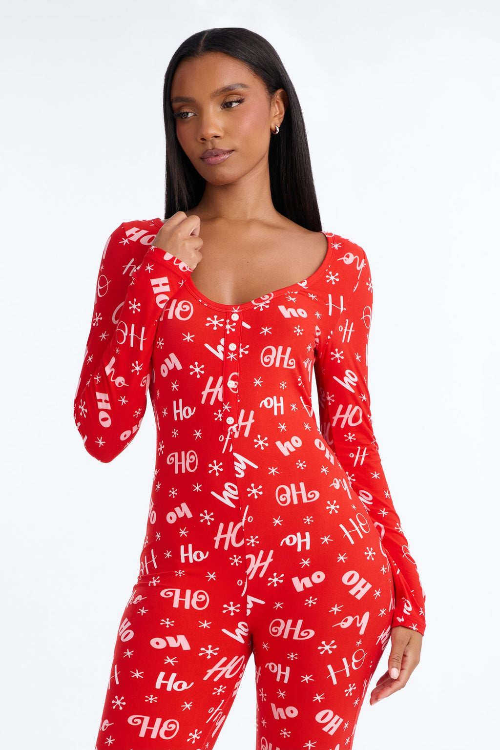 Holiday Ho PJ Jumpsuit Onesie - Red/combo
