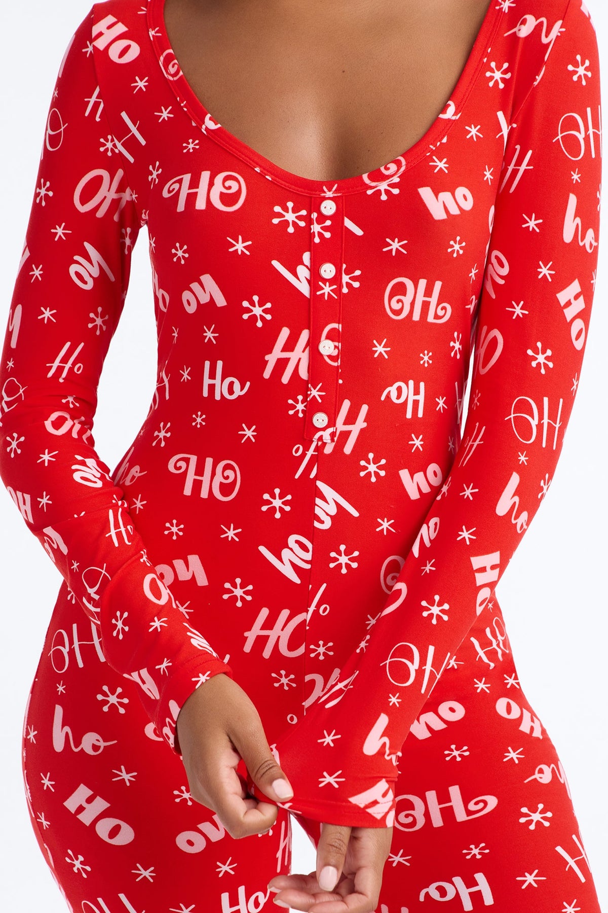 Holiday Ho PJ Jumpsuit Onesie - Red/combo