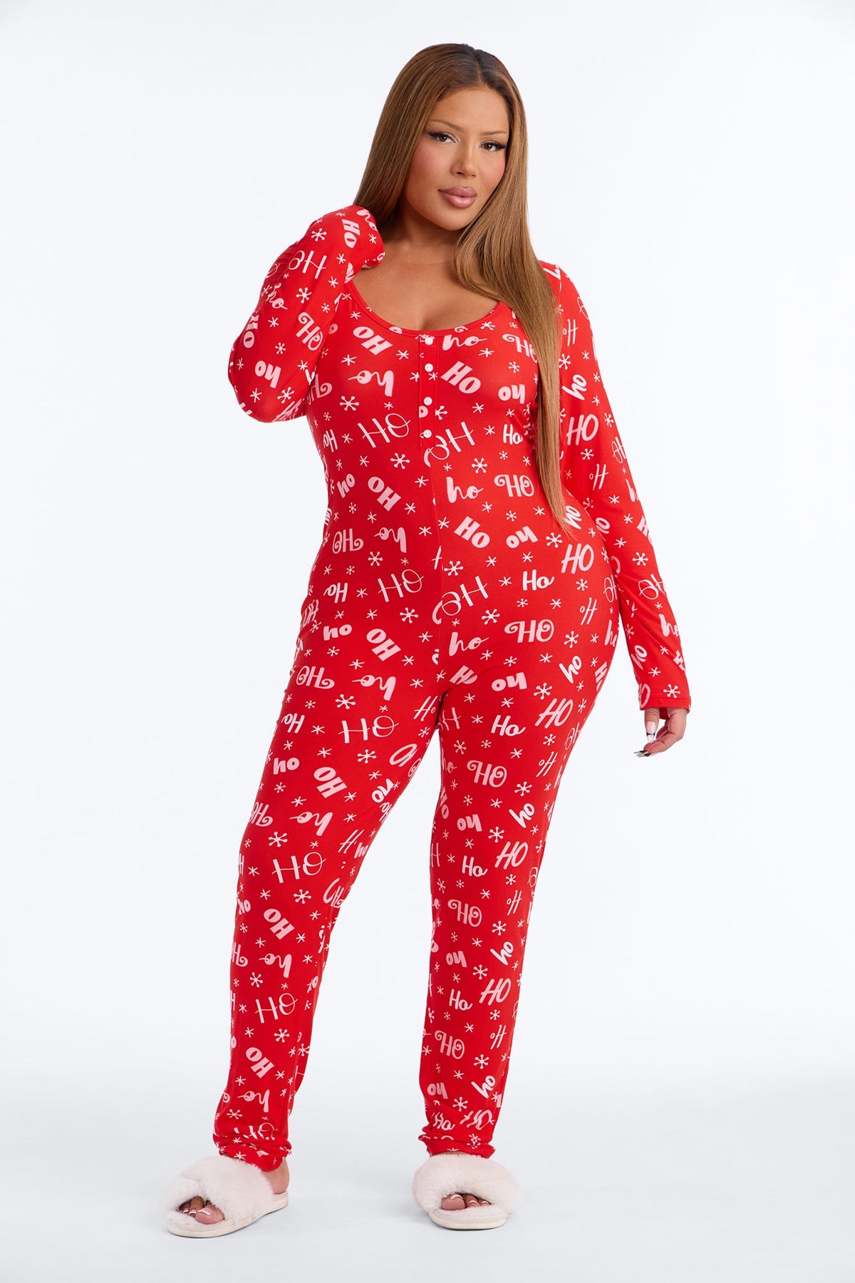 Holiday Ho PJ Jumpsuit Onesie - Red/combo