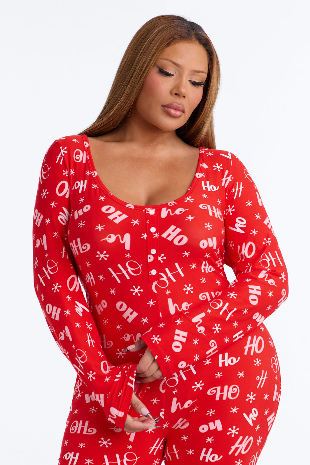 Holiday Ho PJ Jumpsuit Onesie - Red/combo