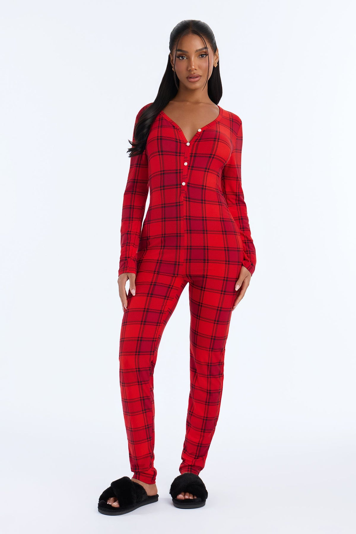 Jingle All Night PJ Jumpsuit Onesie - Red/combo