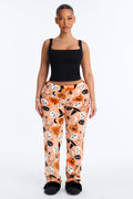 Witchy Hour Plush Halloween PJ Pants - Orange/combo