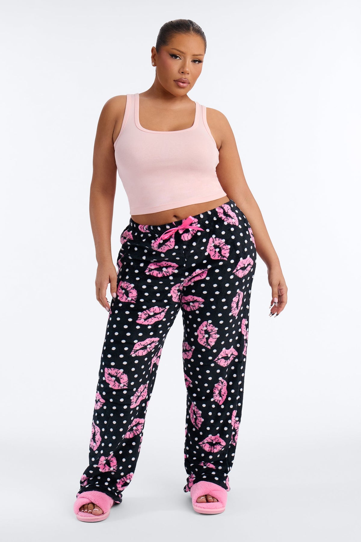 Kisses For The Mrs. Plush PJ Pants - Pink/combo