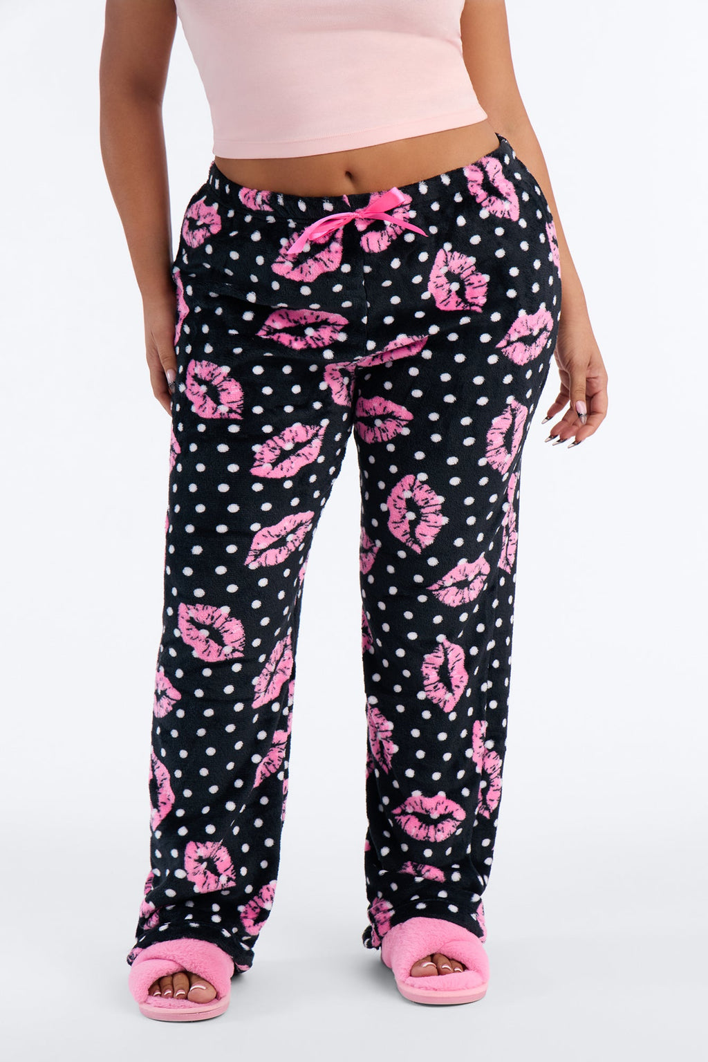 Kisses For The Mrs. Plush PJ Pants - Pink/combo