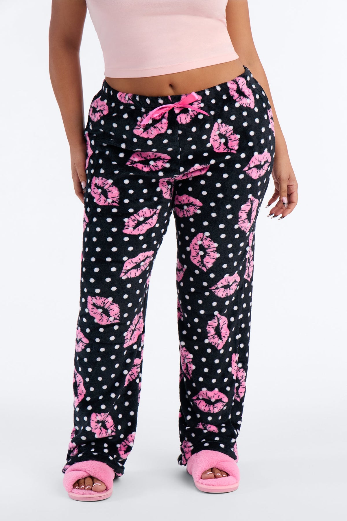 Kisses For The Mrs. Plush PJ Pants - Pink/combo