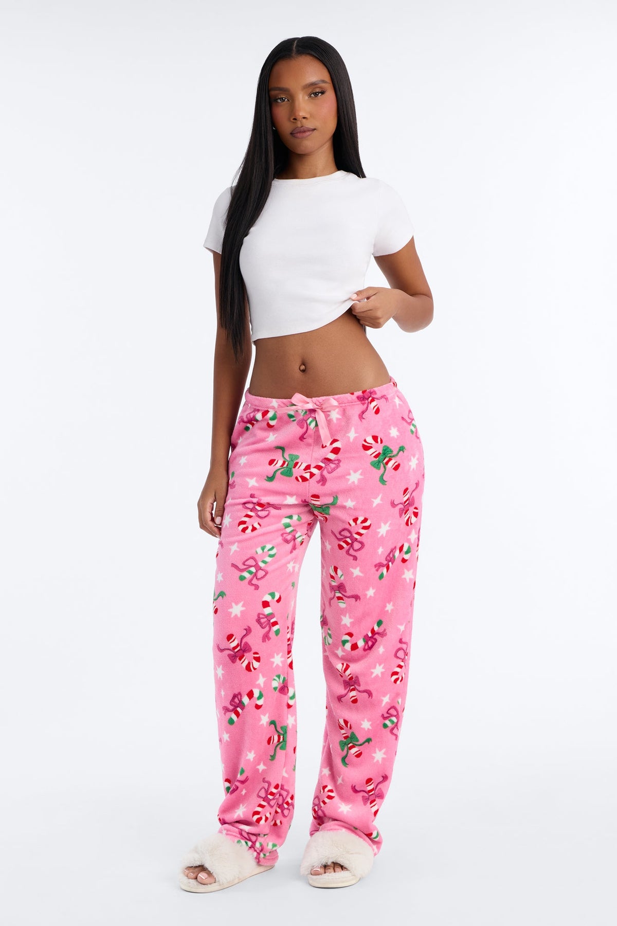 Cold Mornings Plush PJ Pants - Pink/combo