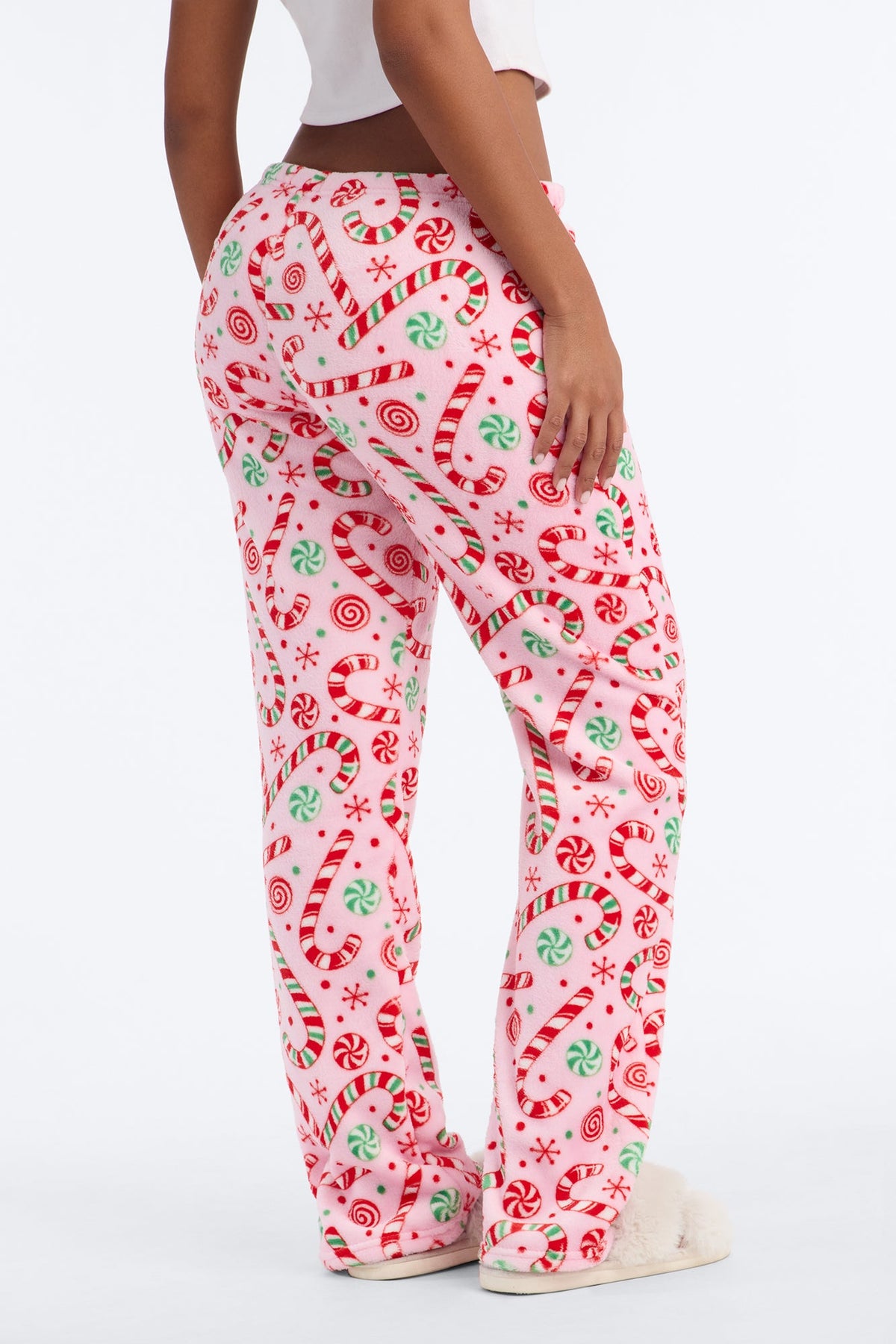 Candy Cane Babe Plush PJ Pants - Pink/combo