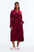 Weekends At Home Plush Robe - Burgundy