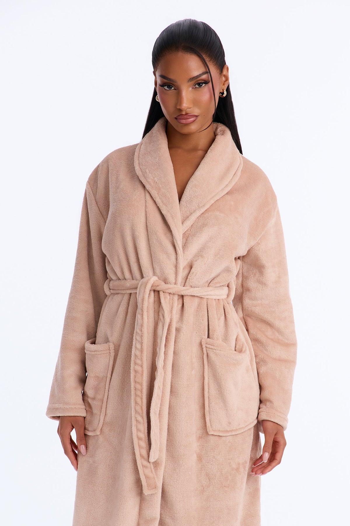 Weekends At Home Plush Robe - Tan