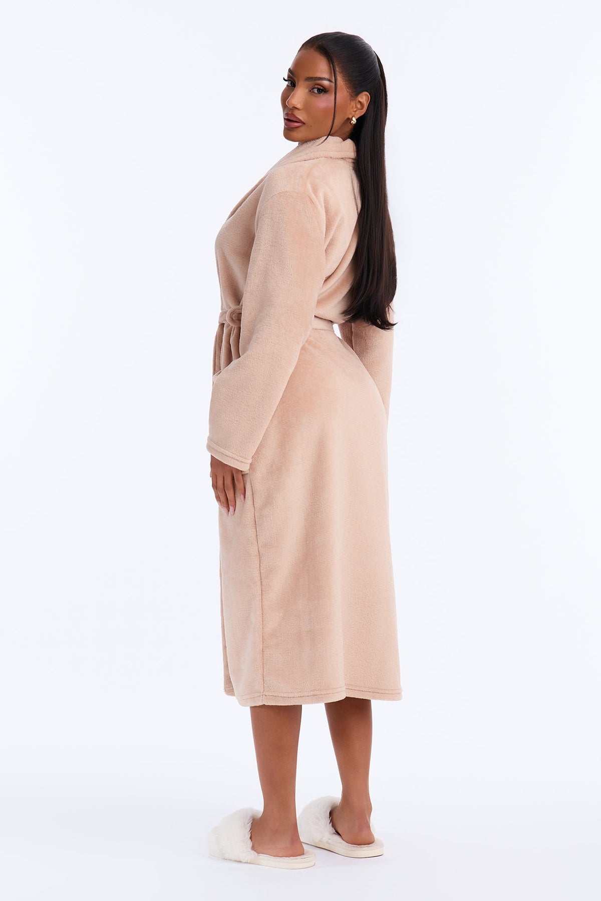 Weekends At Home Plush Robe - Tan