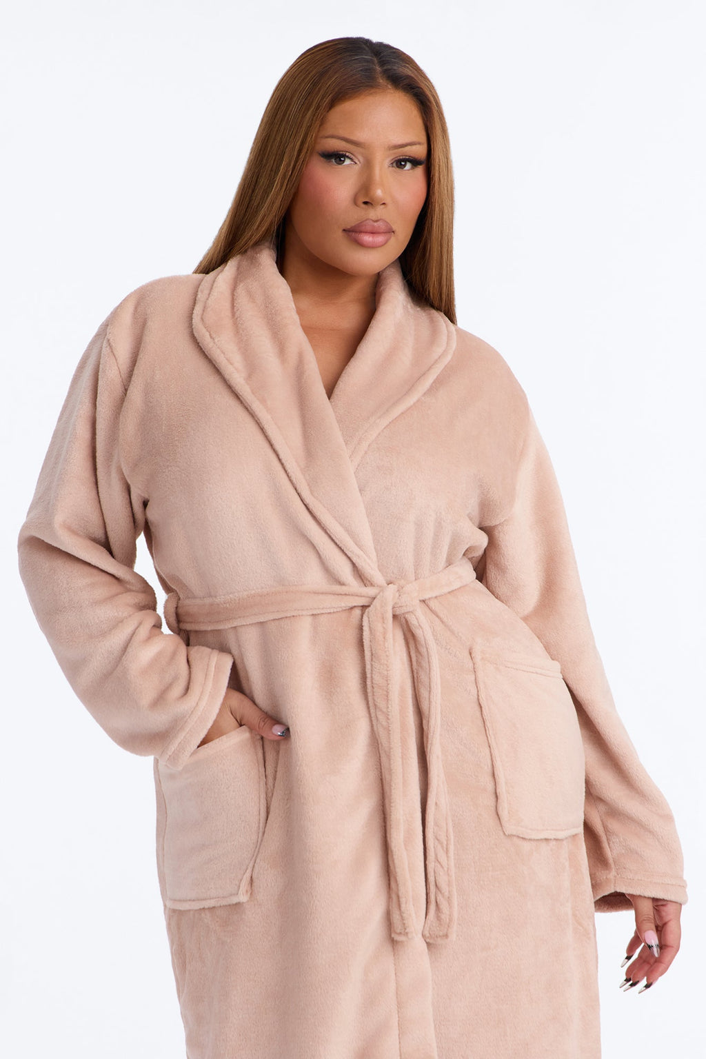 Weekends At Home Plush Robe - Tan