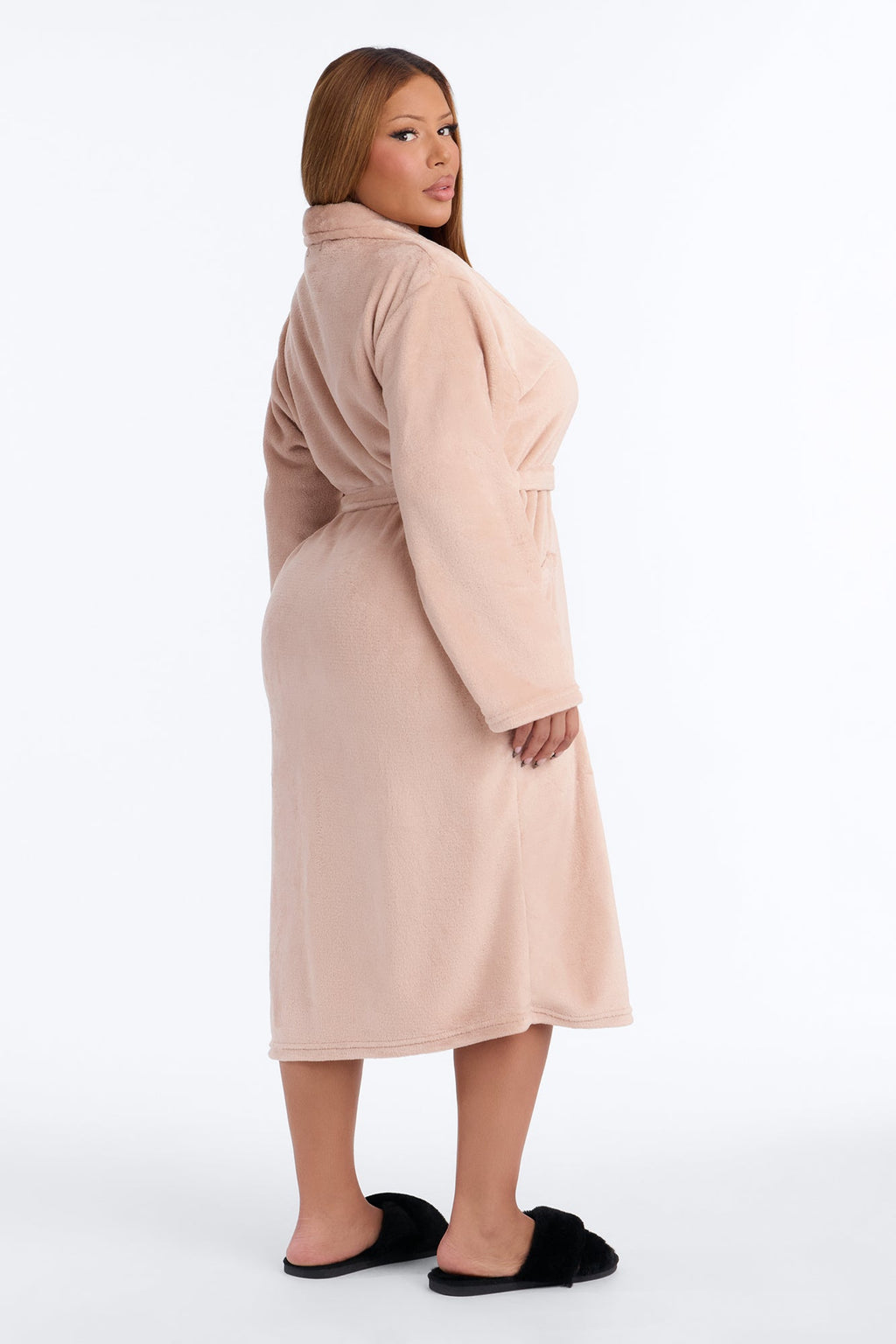 Weekends At Home Plush Robe - Tan