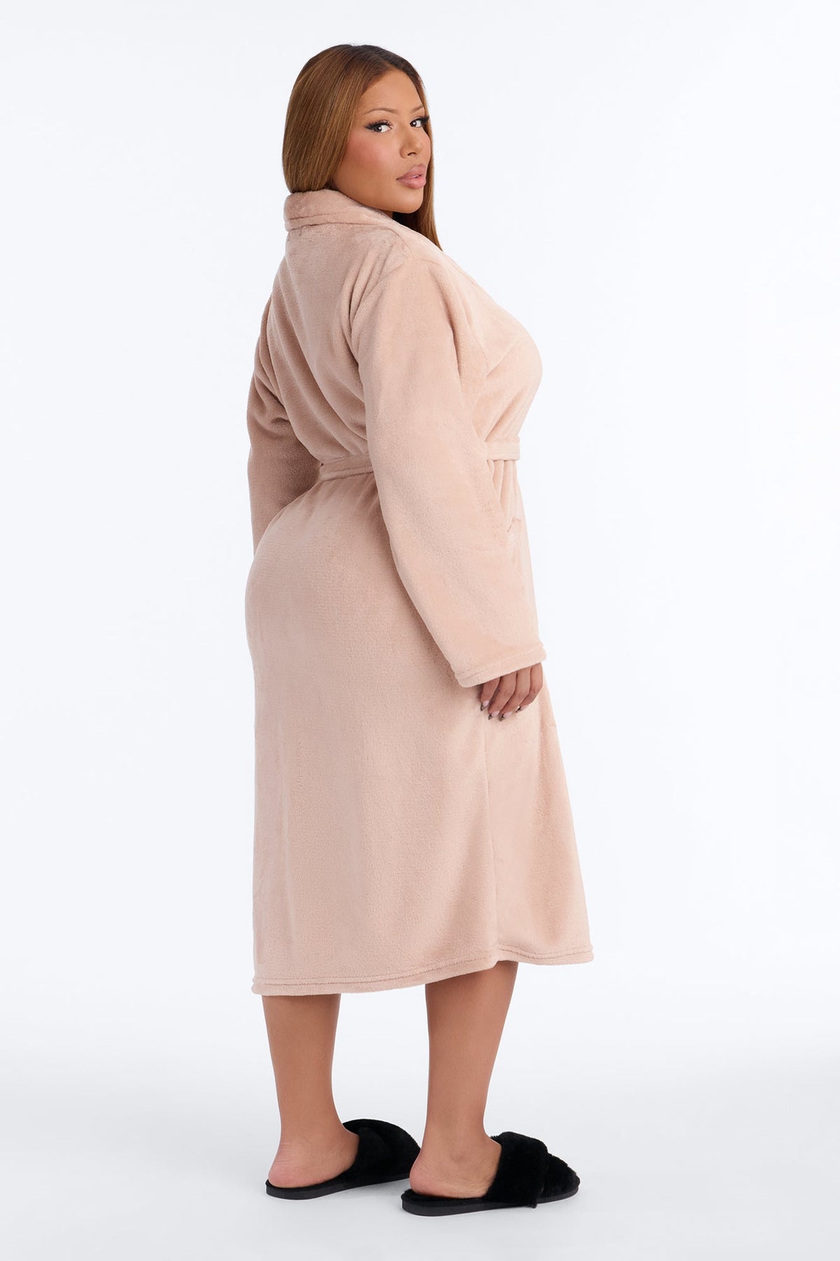 Weekends At Home Plush Robe - Tan