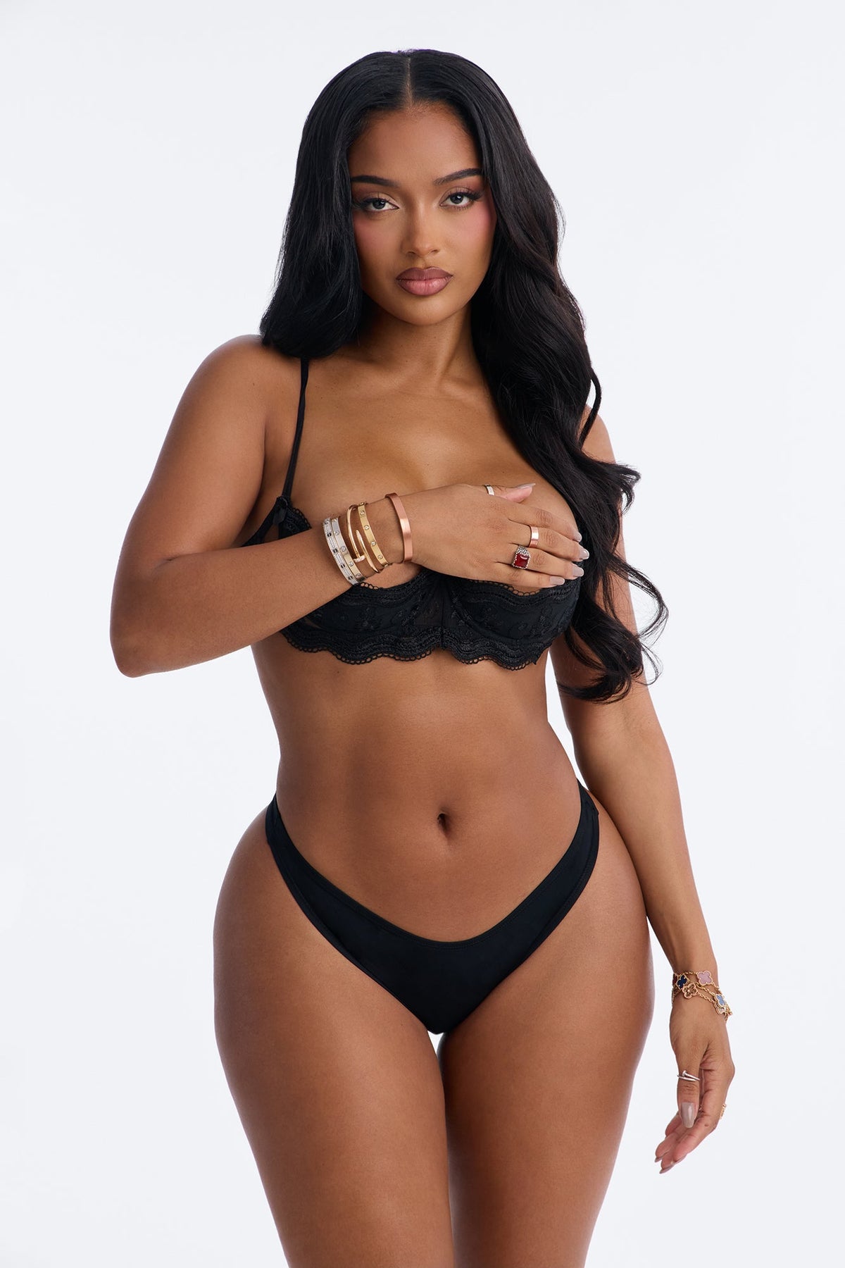 Almost There Lace Open Cup Shelf Bra - Black