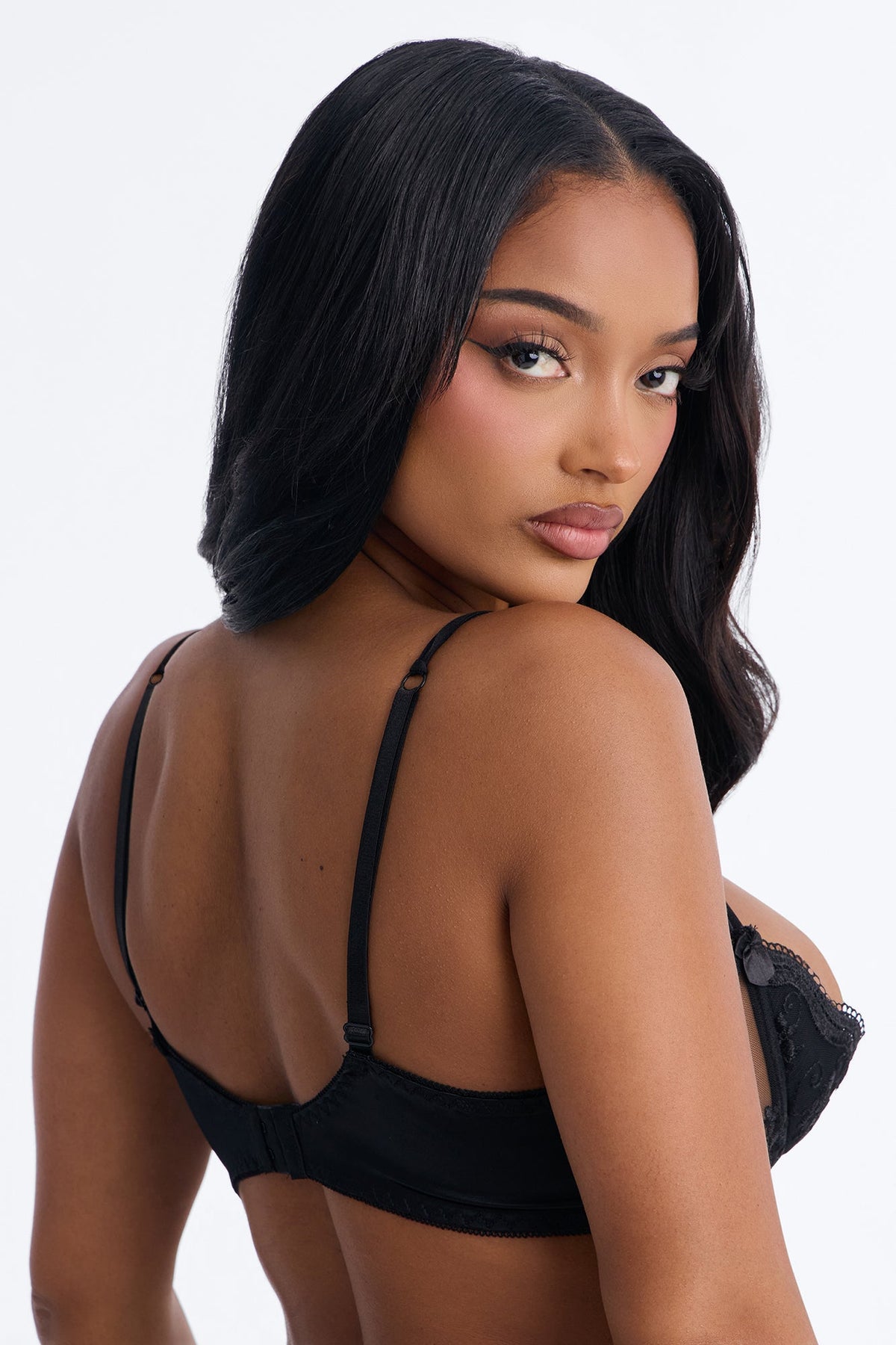 Almost There Lace Open Cup Shelf Bra - Black