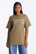 Give This World Good Energy Short Sleeve Tee - Olive