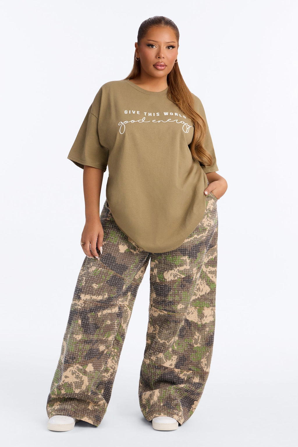 Give This World Good Energy Short Sleeve Tee - Olive