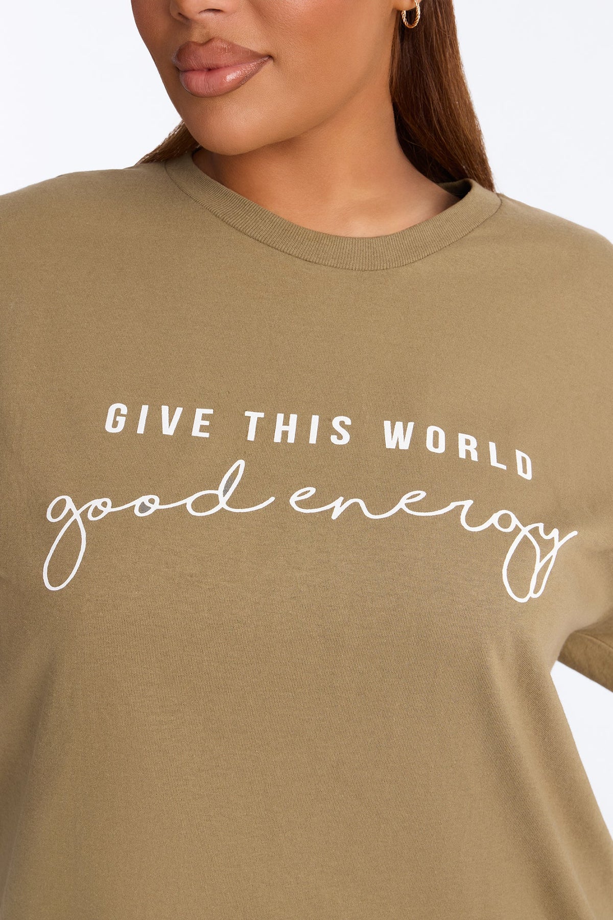 Give This World Good Energy Short Sleeve Tee - Olive