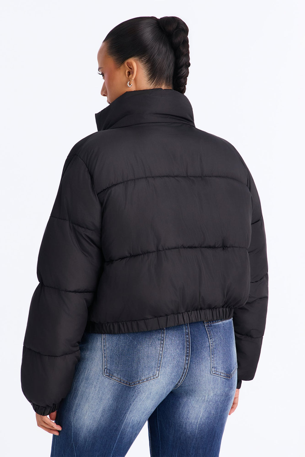 Looking Brand New Cropped Puffer Jacket - Black